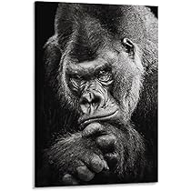 Amazon.co.jp: ブラックシンキングゴリラポスターとプリント動物